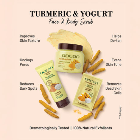 Odeon Brightening Turmeric & Yogurt Face and Body Scrub I Gentle