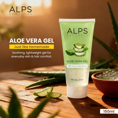 Buy Alps Goodness Aloe Vera Gel | With 100% Natural Aloe Extract | Hydrating, Cooling & Soothing Gel for Face, Hair & Body | Heals Sunburn, Razor Burns & Dryness | Lightweight, Non-Sticky & Paraben-Free – 150 ml-Purplle