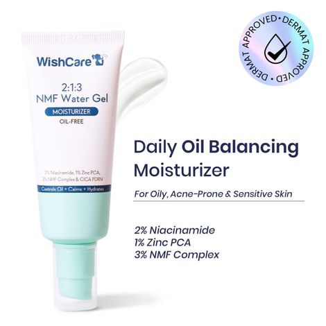 Buy WishCare 2:1:3 NMF Water Gel Moisturizer for Oily & Sensitive Skin | Oil-Free Moisturizer For Acne Prone Skin | With Niacinamide, Zinc PCA & NMF | Controls Oil & Hydrates | For Men & Women | 50 ml-Purplle