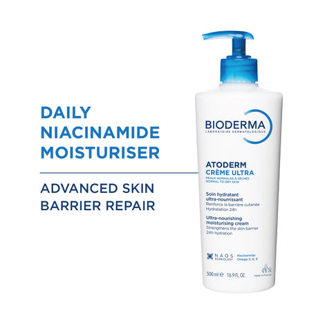 Buy Bioderma Atoderm Creme Ultra-Nourishing - Moisturizer For Normal To Sensitive Dry Skin (With pump), 500 ml-Purplle
