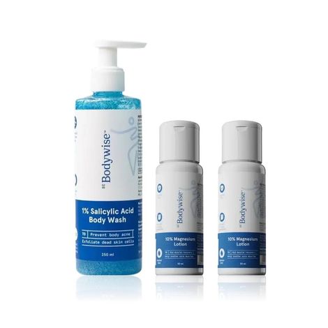 Buy Be Bodywise Recovery & Acne Control Kit - 10% Magnesium Body Lotion (2 x 30 ml) + 1% Salicylic Acid Body Wash (250 ml) Combo of 2-Purplle