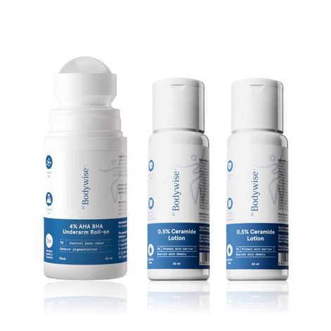 Buy Be Bodywise Gentle Care & Freshness Daily Duo - 0.5% Ceramide Body Lotion (2 x 30 ml) + 4% AHA BHA Underarm Roll On Flora (50 ml) Combo of 2-Purplle
