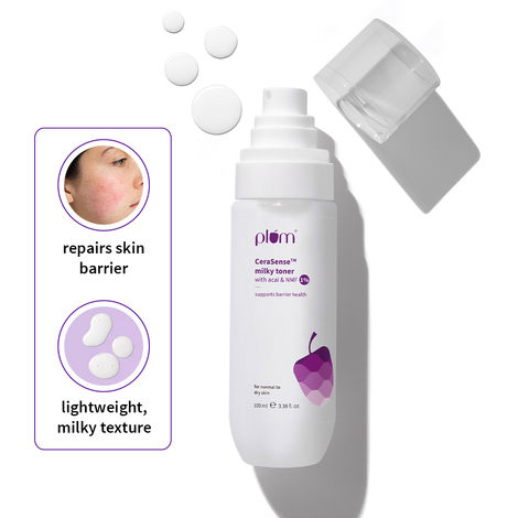 Buy Plum&nbsp;CeraSense Milky Toner with Ceramides & Peptides | Repairs skin barrier, hydrates & nourishes | 100 ml-Purplle