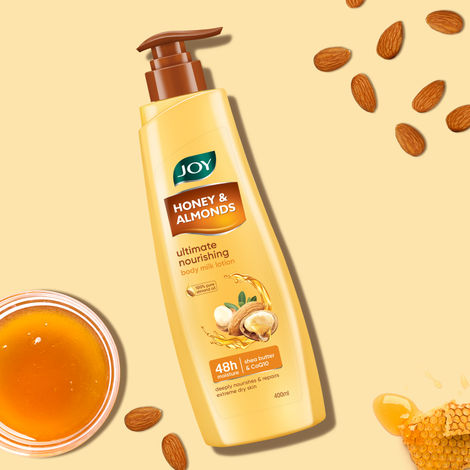 Buy Joy Honey & Almonds Ultimate Nourishing Body Milk&nbsp;Lotion&nbsp;(400 ml) | With Shea Butter & Vitamin E | Long Lasting Moisture | Prevents Dryness & Provides Intense Moisturization for Dry Skin-Purplle