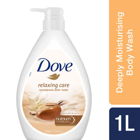 Buy Dove Relaxing Shea Butter Body Wash with Vanilla for Soft Skin, Soothing Scent, 1L-Purplle