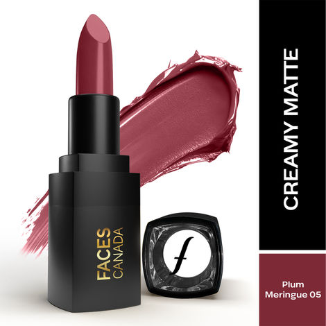 Buy FACES CANADA Comfy Matte Wow Bullet Lipstick - Plum Meringue, 4.2 gm | Smooth Matte Finish | Highly Pigmented | Long Lasting | Super Hydrating | Glides Effortlessly | One Swipe Application | Non Drying | No Cracking-Purplle