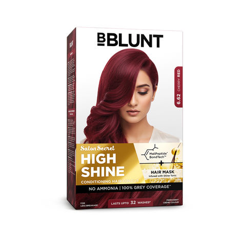 Buy BBLUNT Salon Secret High Shine Conditioning Hair Colour With MaliPeptide BondTech™ to reduce breakage | Cherry Red - 6.62 | No Ammonia, 100% Grey Coverage | Permanent Colour | Salon at home | 130 gm-Purplle