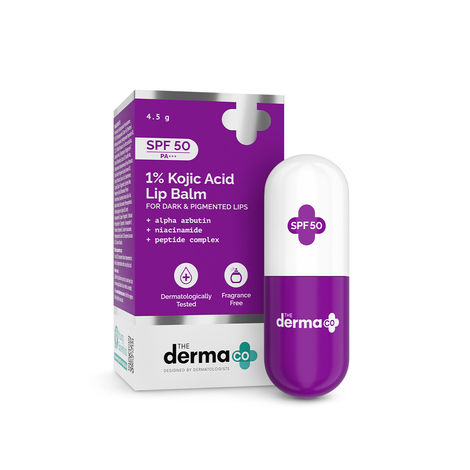 Buy The Derma Co. 1% Kojic Acid Lip Balm (4.5 gm) Lightens Dark & Pigmented Lips | SPF 50 Sun Protection | Hydrates Dry & Chapped Lips-Purplle