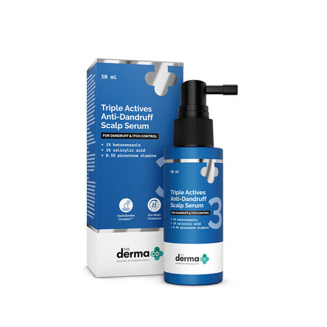 Buy The Derma Co. Triple Actives Anti-Dandruff Scalp Serum (50 ml) Power of 3 Actives | Fights Dandruff & Flakes | Soothes Itchiness & Irritation | Defends Against Recurrence-Purplle
