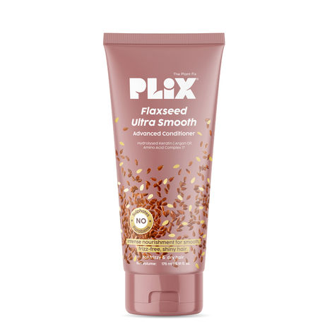 Buy PLIX Flaxseed Ultra Smooth Advanced Conditioner | Plant Keratin PF & Flaxseed Oil | Smooth & Manageable Hair | Controls Frizz | Paraben & Sulphate Free | For Men & Women | 175 ml-Purplle