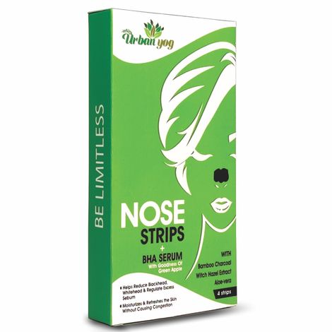 Buy UrbanYog Nose Strips Black / Whitehead Remover + BHA Serum To Treat Pores - 4 Strips-Purplle