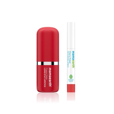 Buy Mamaearth Lip Glow & Long Stay Combo of 2 (Creamy Matte Lipstick | Tulip Magenta 4.2 gm + Cherry Tinted 100% Natural Lip Balm 2 gm)-Purplle