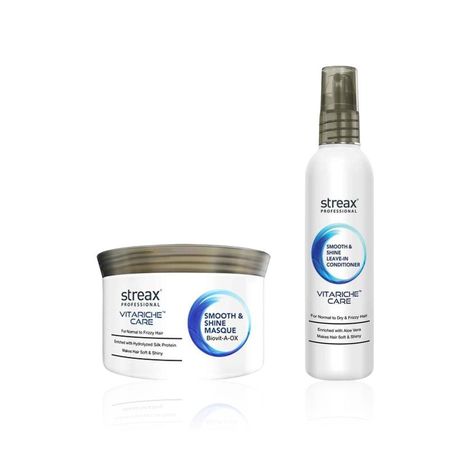 Buy Streax Professional Vitariche Smooth & Shine Duo (Masque for Dry Hair & Leave-in Conditioner) - (200gm + 100ml)-Purplle