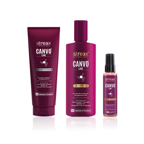 Buy Streax Professional Canvoline Hair Trio (Shampoo + Conditioner + Serum) - (300ml + 240gm + 100ml)-Purplle