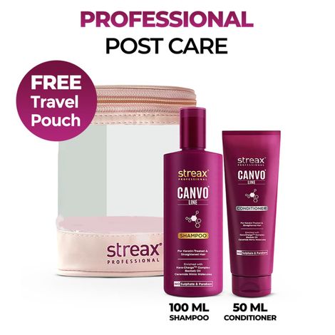 Buy Streax Professional Travel kit for Keratin treated & Straightened hair (Shampoo + Conditioner, 100 ml + 50 gm)-Purplle
