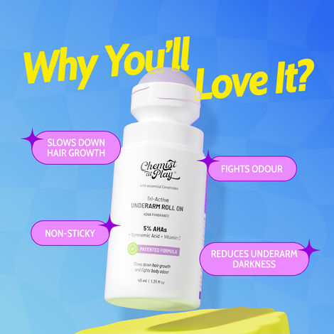 Chemist At Play's Tri-Active Underarm Roll On | Slows Down Hair Growth