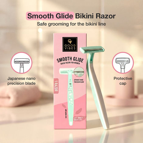 Buy Good Vibes Smooth Glide Bikini Razor for Women | Japanese Nano Precision Blade | Safe & Gentle Bikini Line Trimmer | Smooth Shave | Irritation-Free Shave | Precise Touch-Ups | For Sensitive Skin 1 pc-Purplle