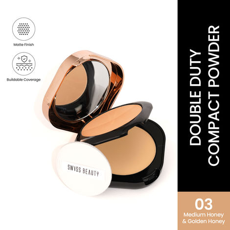 Buy Swiss Beauty Double Duty Compact Powder | 2-in-1 Compact, 18 gm -Medium Honey - Golden Honey-Purplle