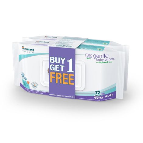 Buy Himalaya Baby Gentle Baby Wipes 72 pc (Buy 1 Get 1 Free)-Purplle