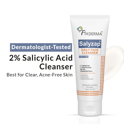 Buy Fixderma Salyzap Face Cleanser 2% Salicylic Acid for Oily & Acne Prone Skin Face Wash 100 gm-Purplle