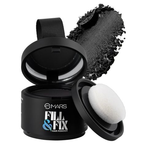 Buy MARS Fill & Flex Hair Powder with Mirror & Puff (3.8 gm) (Black) | Upto 12 Hr Long-Lasting & Sweatproof | Natural Fuller Look For Bald Spots & Thinning Areas | Easily Washable-Purplle