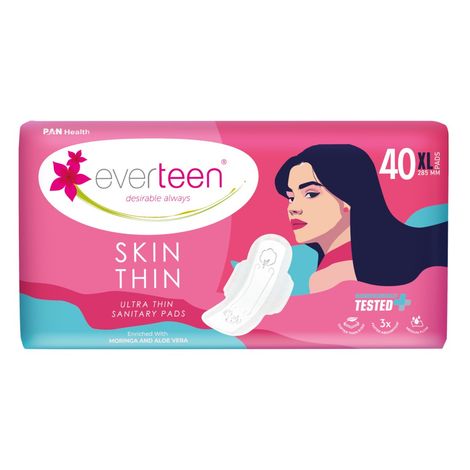 Buy Everteen XL SKIN THIN Ultra Sanitary Pads, Breathable, Skin Comfort with Moringa & Aloe Vera - 40 Pcs-Purplle