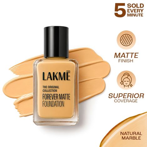 Buy Lakme Forever Matte Foundation For Superior Coverage Vit E Lightweight & Water-Natural Marble 27 ml-Purplle
