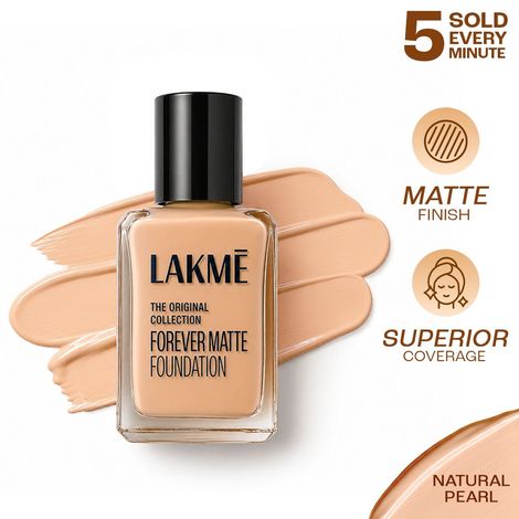 Buy Lakme Forever Matte Foundation For Superior Coverage, Vit E, Lightweight & Water-Natural Pearl, 27 ml-Purplle