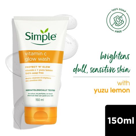Buy Simple Vitamin C Facial Wash | 100% Soap Free | Gentle Brightening Cleanser with Yuzu Lemon, 150 ml-Purplle