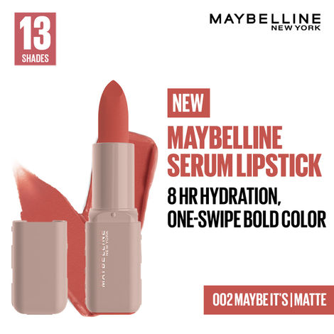 Buy Maybelline New York Serum Lipstick (Matte) 8HR Weightless Hydration, One-Swipe Bold Color, Nude - 002 Maybe It'S , 4.2 gm-Purplle