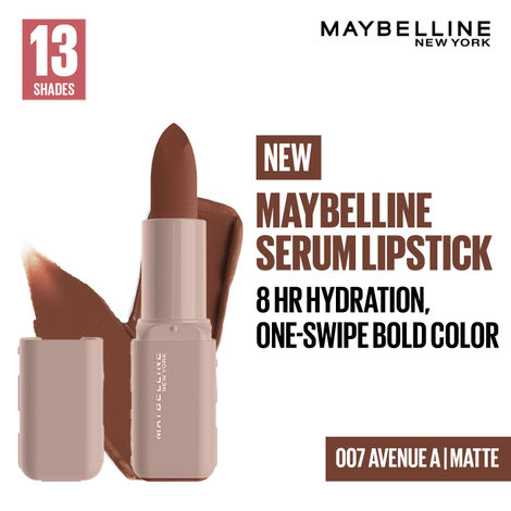 Buy Maybelline New York Serum Lipstick (Matte) 8HR Weightless Hydration, One-Swipe Bold Color, Brown - 007 Avenue A, 4.2 gm-Purplle