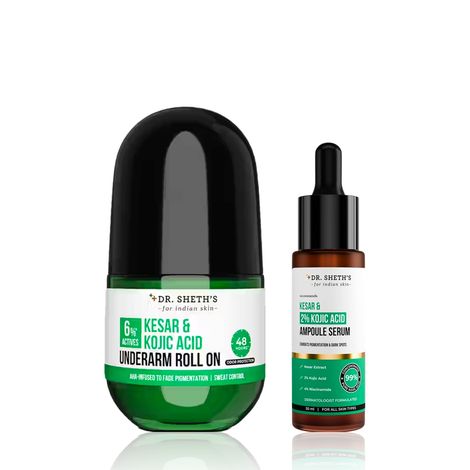 Buy Dr. Sheth’s Acne & Odor Control Combo of 2 (Kesar & Kojic Acid Underarm Roll On 50 ml + Neem & 2% Salicylic Acid Ampoule Serum 30 ml)-Purplle