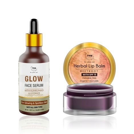Buy TNW The Natural Wash Beetroot Lip Balm 5 gm & Kumkumadi & Licorice Glow Face Serum 30 ml | Combo of 2-Purplle