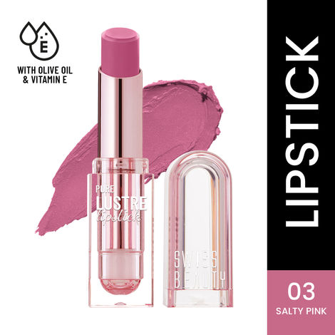 Buy Swiss Beauty Pure Lustre Lipstick | High Shine Finish | Smooth Glide | With Olive Oil & Vitamin E - Salty Pink (3.8 gm)-Purplle