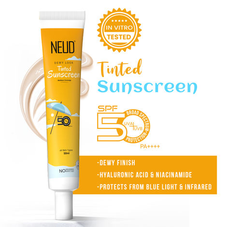 Buy Neud Dewy Look Tinted Sunscreen Spf 50++++ With Hyaluronic Acid – Ultra-Light, No White Cast (50 ml)-Purplle