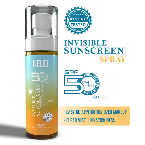 Buy Neud Invisible Sunscreen Spray Spf 50++++ | Ultra-Light, No White Cast | Protects Over Makeup (100 ml)-Purplle