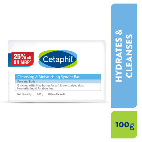 Buy Cetaphil Cleansing Moisturizing Syndet Bar - (100 gm)-Purplle