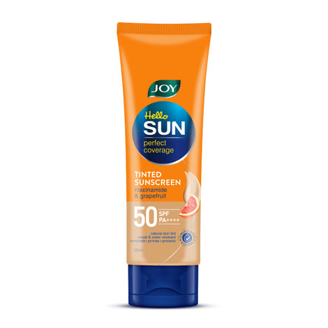 Buy Joy Hello Sun Tinted Sunscreen SPF 50 PA +++ (50 ml) | Mattifying + Natural Tone | Protects Against UVA/UVB | Evens Skin Tone | Lightweight, Water & Sweat Resistant | For All Skin Types-Purplle