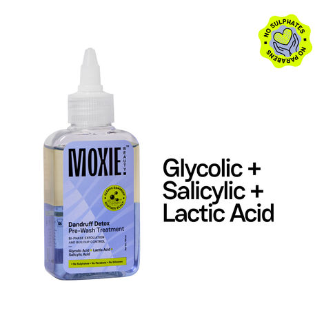 Buy Moxie Beauty Dandruff Detox Pre-wash Treatment | For Itchy & Flaky Scalp | AHA-BHA infused (Glycolic Acid + Lactic Acid + Salicylic Acid) | Unclogs Pores & Exfoliates | 100 ml, Pack of 1-Purplle