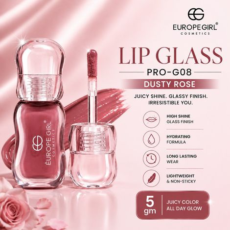 Buy Europegirl Cosmetics Lip Glass Pro-G08 Dusty Rose 5 gm-Purplle