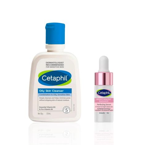 Buy Cetaphil Oil Control & Radiance Boosting Duo | Advanced Glow Combo with Oily Skin Cleanser & Brightening Healthy Radiance Perfecting Serum | For Oily, Combination & Sensitive Skin | (118 ml) + (10 ml) Combo of 2-Purplle