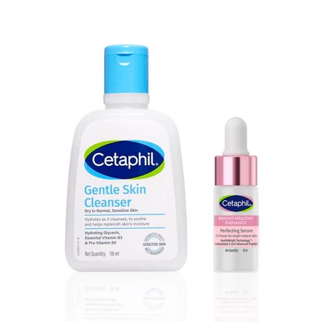 Buy Cetaphil Gentle Cleansing & Radiance Boosting Duo | Advanced Glow Combo with Gentle Skin Cleanser & Brightening Healthy Radiance Perfecting Serum | For All Skin Types including Sensitive | (118 ml) + (10 ml) Combo of 2-Purplle