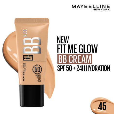 Buy Maybelline New York Fit Me Glow BB Cream, SPF 50 + 24H Hydration With Niacinamide & Hyaluronic Acid, Dewy Finish for Normal to Dry Skin - Shade 45, 25 ml-Purplle