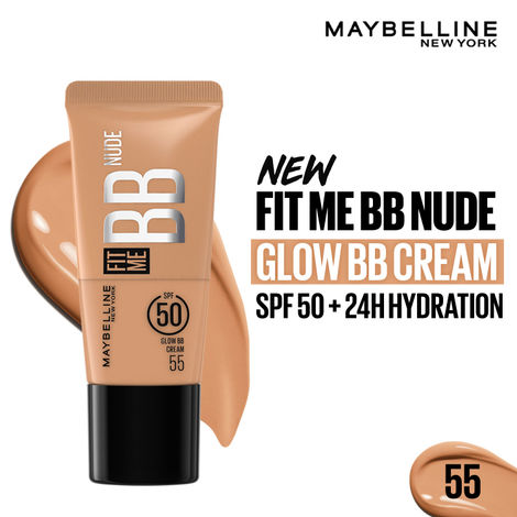 Buy Maybelline New York Fit Me BB Nude Glow BB Cream, SPF 50 + 24H Hydration With Niacinamide & Hyaluronic Acid, Dewy Finish for Normal to Dry Skin - 55, 25 ml-Purplle