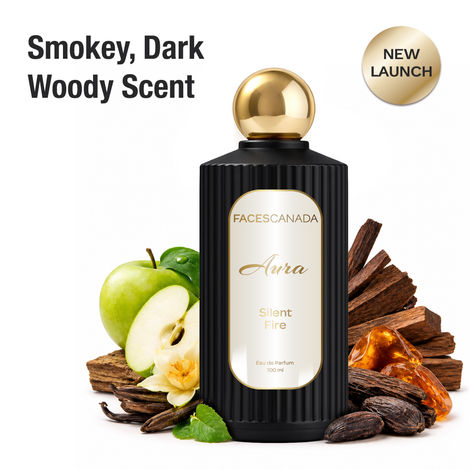 Buy FACES CANADA Aura Silent Fire Eau De Parfum For Women, 100 ml | Woody Spicy Long Lasting Perfume Upto 8 Hrs | Green Apple, Vanilla, Cedarwood & Amber Notes | 20% Fragrance Oil | Gifts for Women | Premium Fragrance-Purplle
