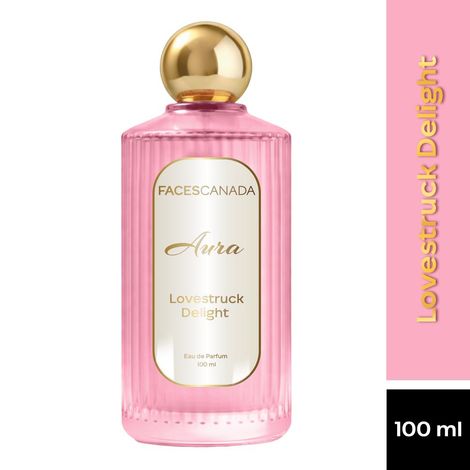 Buy FACES CANADA Aura Lovestruck Delight Eau De Parfum For Women, 100 ml | Fruity Floral Long Lasting Perfume Upto 8 Hrs | Apple, Pear, Rose & Raspberry Notes | 20% Fragrance Oil | Gifts for Women | Premium Fragrance-Purplle