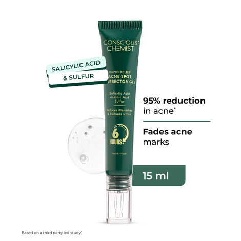 Buy Conscious Chemist Rapid Relief Acne Spot Corrector Gel | 15 gm | Triple-Action Treatment with 2% Salicylic Acid & Azelaic Acid | Clears Pimples, Reduces Redness & Fades Dark Spots | For Men & Women-Purplle