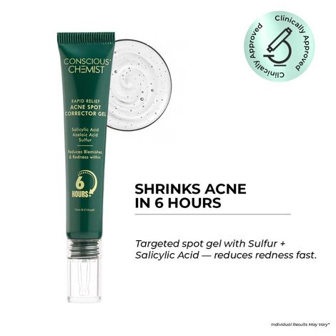 Buy Conscious Chemist Rapid Relief Acne Spot Corrector Gel | 15 gm | Triple-Action Treatment with 2% Salicylic Acid & Azelaic Acid | Clears Pimples, Reduces Redness & Fades Dark Spots | For Men & Women-Purplle