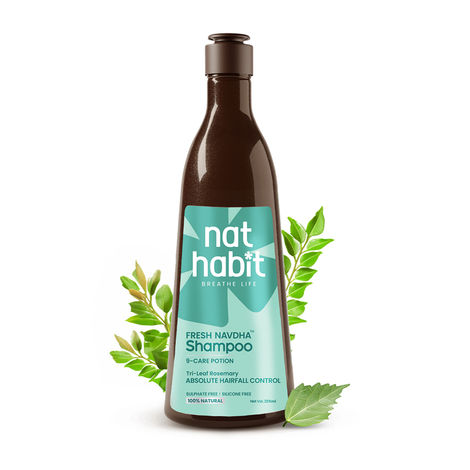 Buy Nat Habit Tri Leaf Rosemary Navdha Shampoo For Hair Fall Control, Shampoo For Dry And Damaged Hair - 250 ml-Purplle