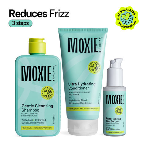 Buy Moxie Beauty Ditch-The-Frizz Trio - Shampoo (200 ml), Conditioner (175 ml) & Hair Serum (50 ml) Combo of 3-Purplle
